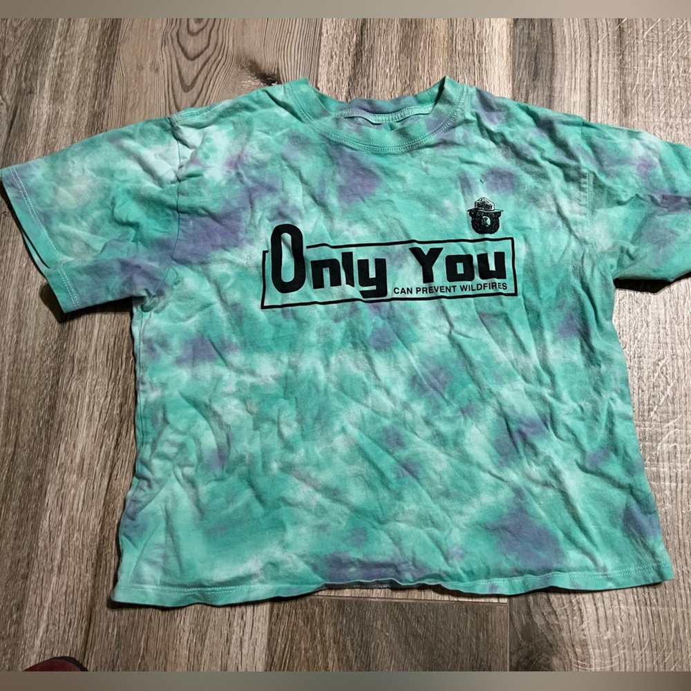 Smokey the Bear Tie Die crop shirt